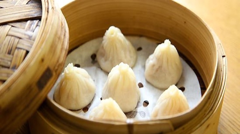 Xiao long bao in bamboo steamer